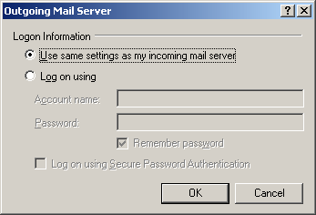 Skakel My server requires authentication aan slegs as u Outgoing mail (SMTP) op 'ugemeente.mg.org.za' gestel het
